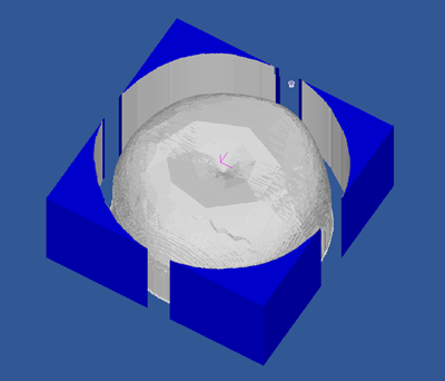 The finishing pass simulated in CutViewer Mill The finishing pass simulated in CutViewer Mill